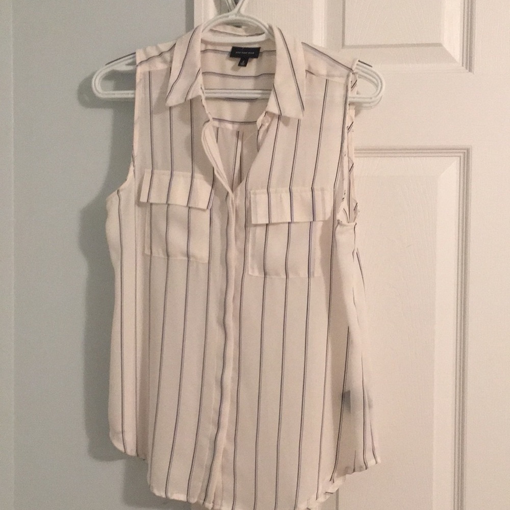 White blue and black striped shirt